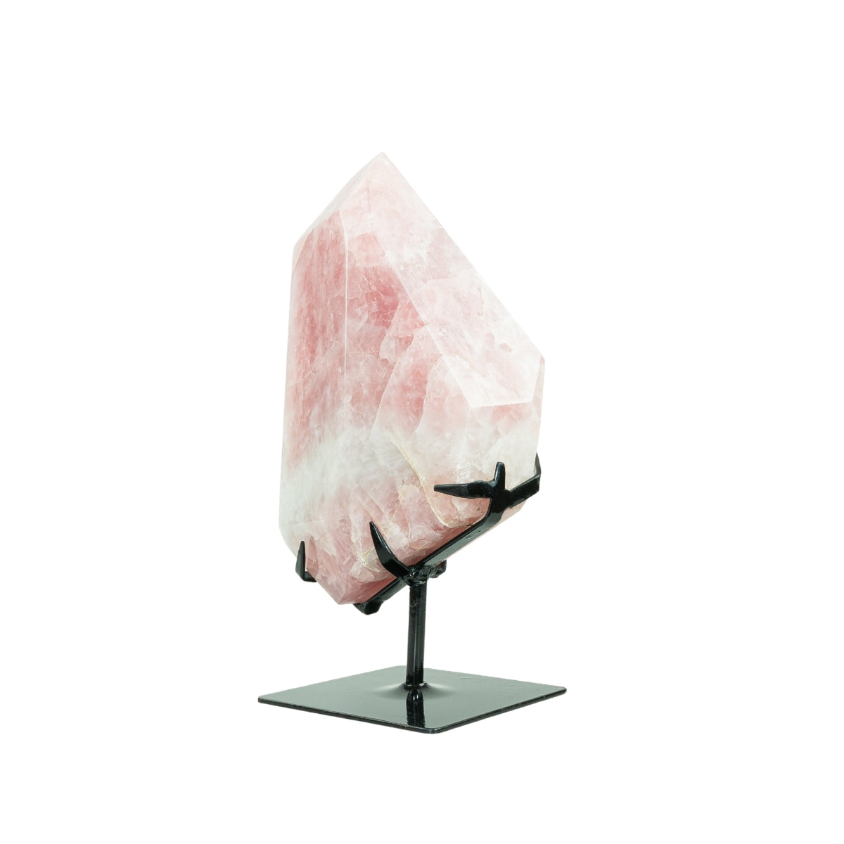 Quartzo Rosa Polido Forma Livre na Base Metal Preto 4,860 kg