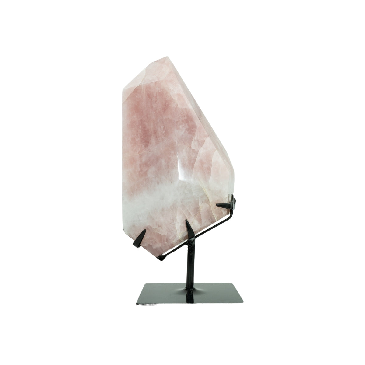 Quartzo Rosa Polido Forma Livre na Base Metal Preto 4,860 kg