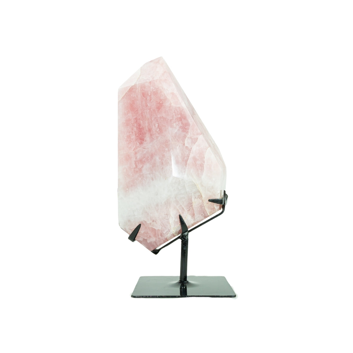 Quartzo Rosa Polido Forma Livre na Base Metal Preto 4,860 kg