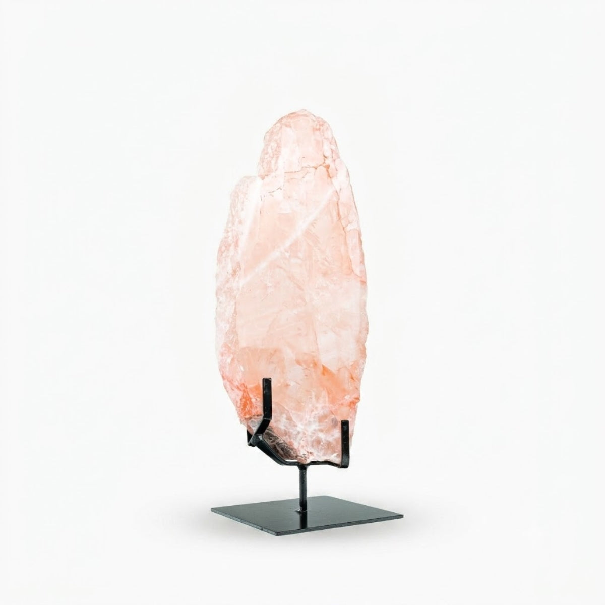 Quartzo Rosa Semi Polido Extra Cristalizado na Base Metal Preto 4,8 kg