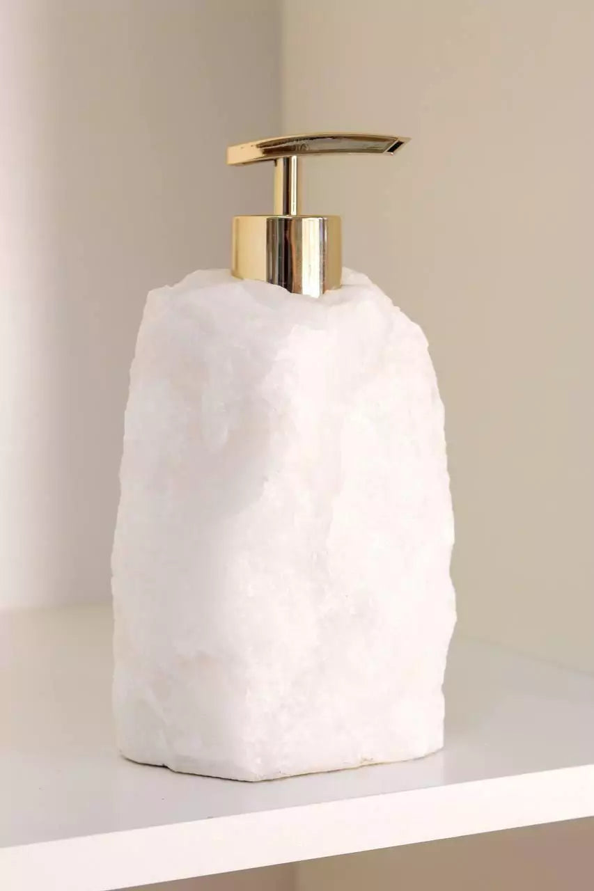 Saboneteira Quartzo Cristal Branco Banho Ouro