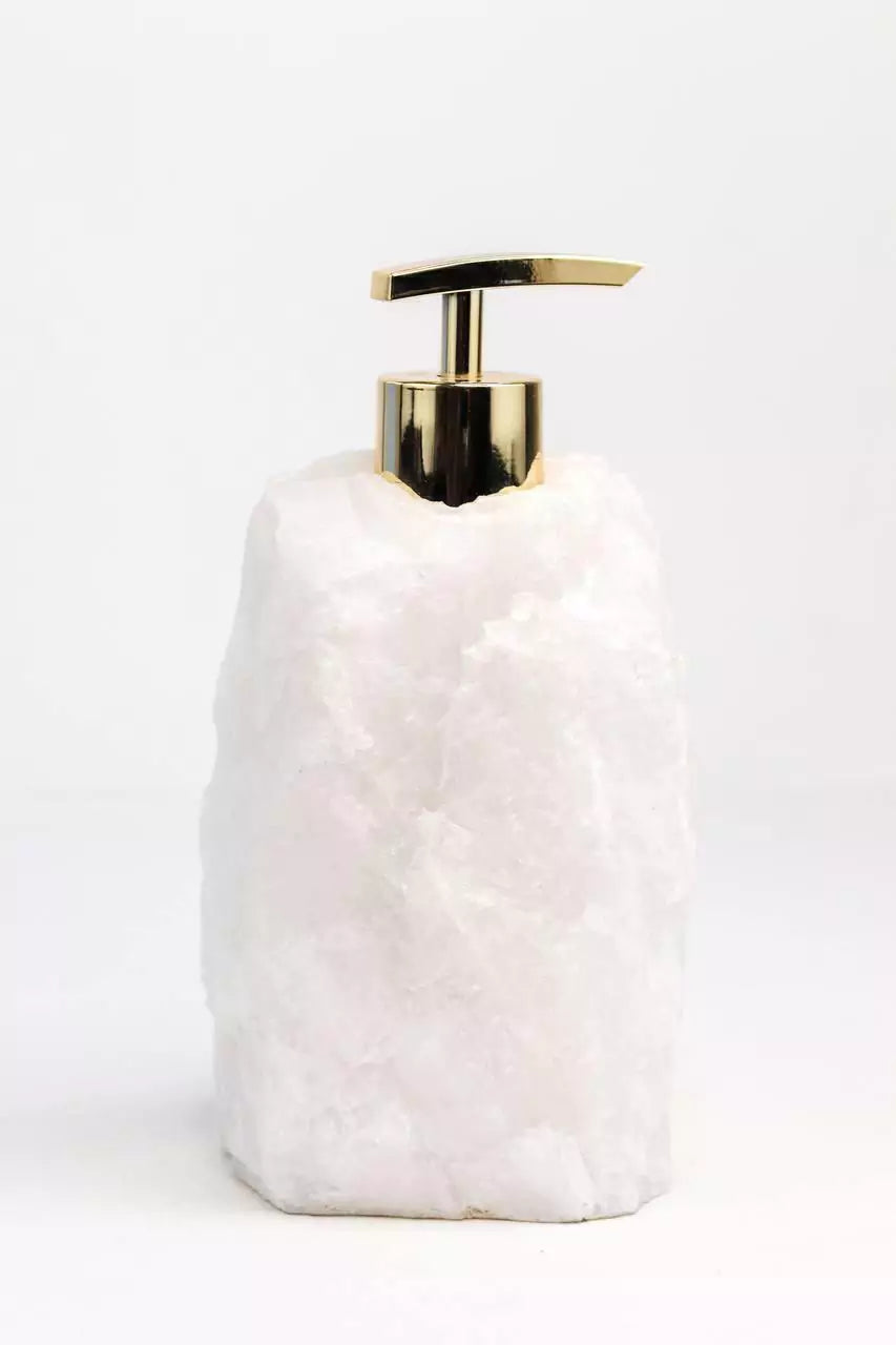 Saboneteira Quartzo Cristal Branco Banho Ouro