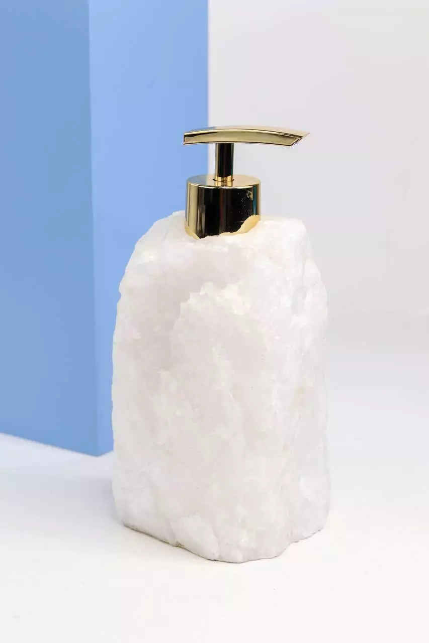 Saboneteira Quartzo Cristal Branco Banho Ouro