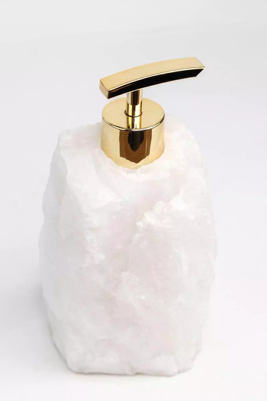Saboneteira Quartzo Cristal Branco Banho Ouro