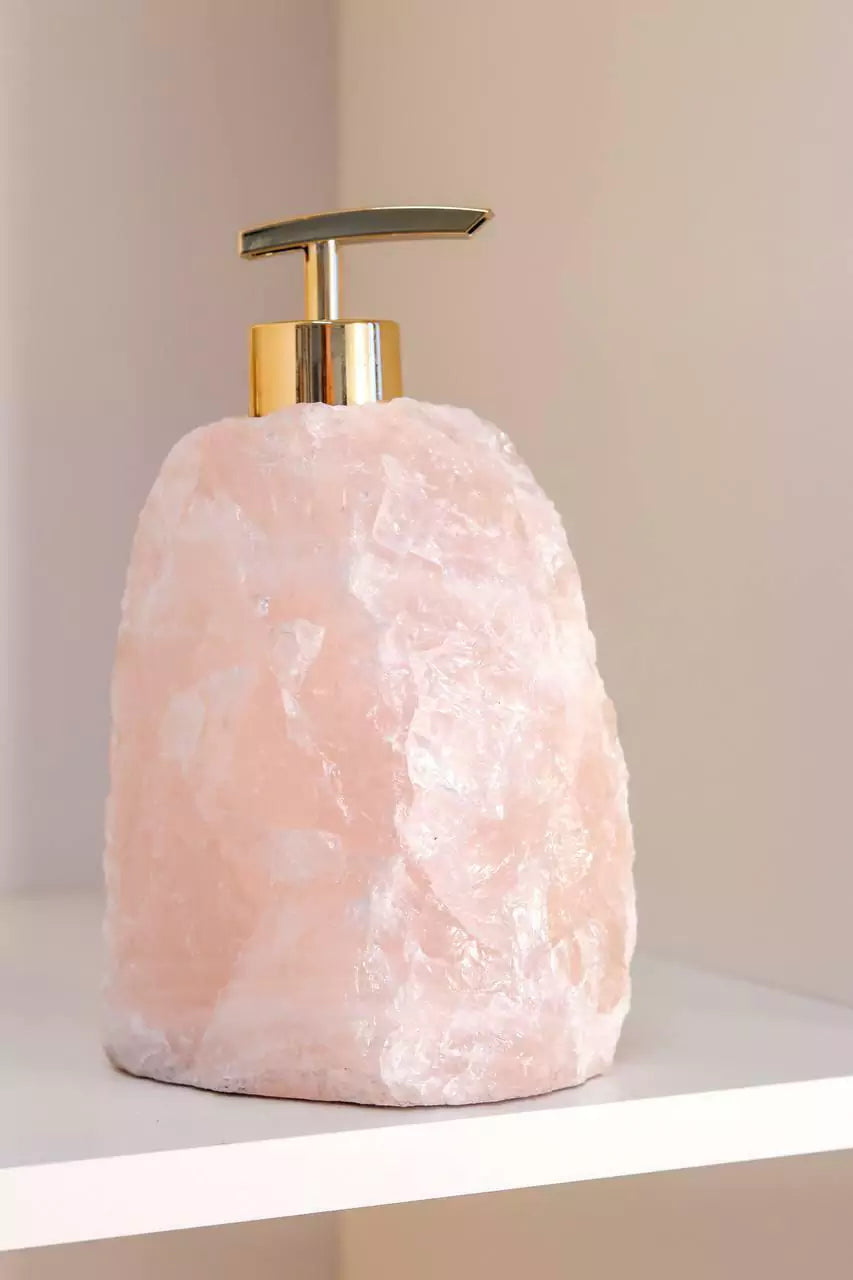 Saboneteira Quartzo Rosa Banho Ouro