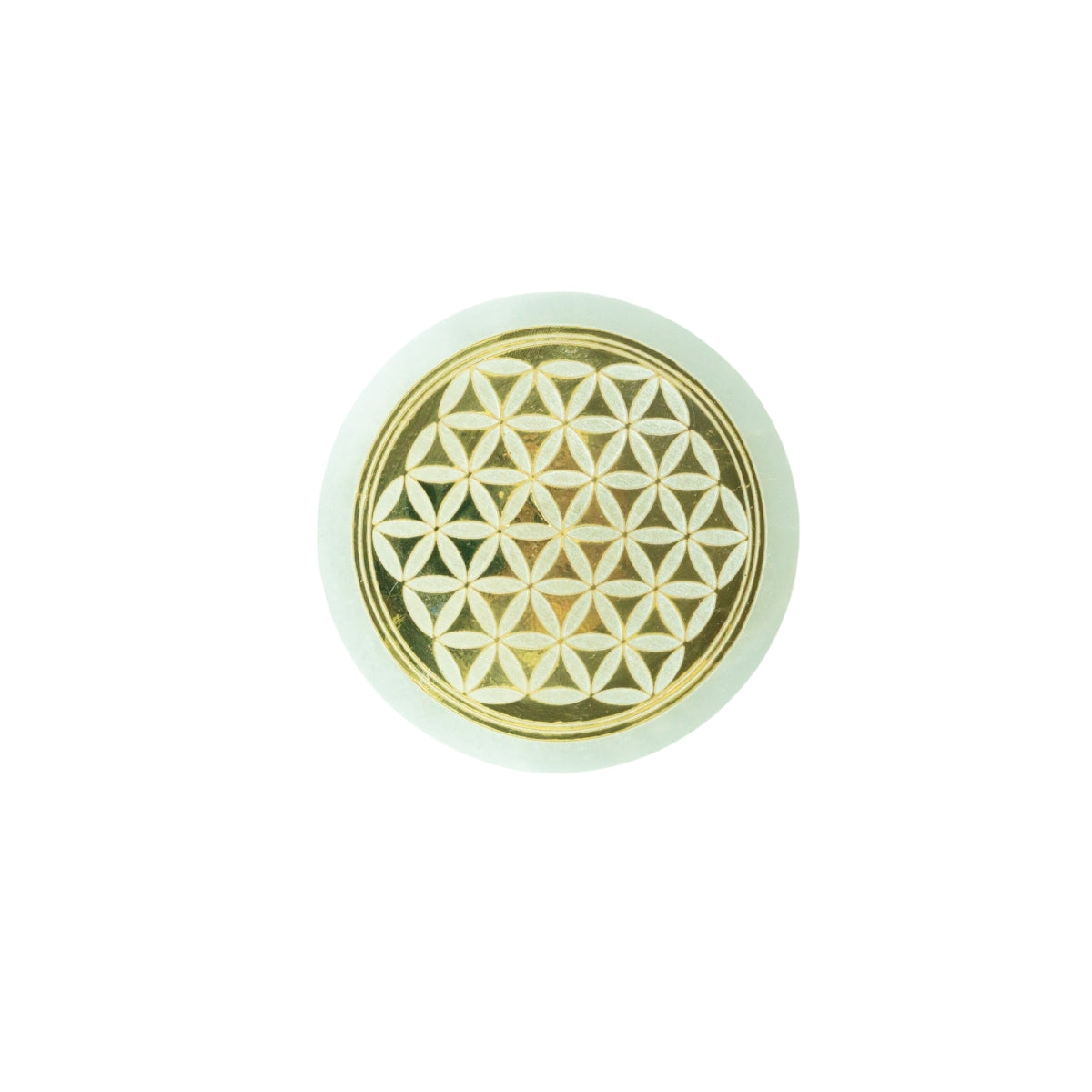 Selenita Chapa Energizadora Mandala Flor da Vida Dourada