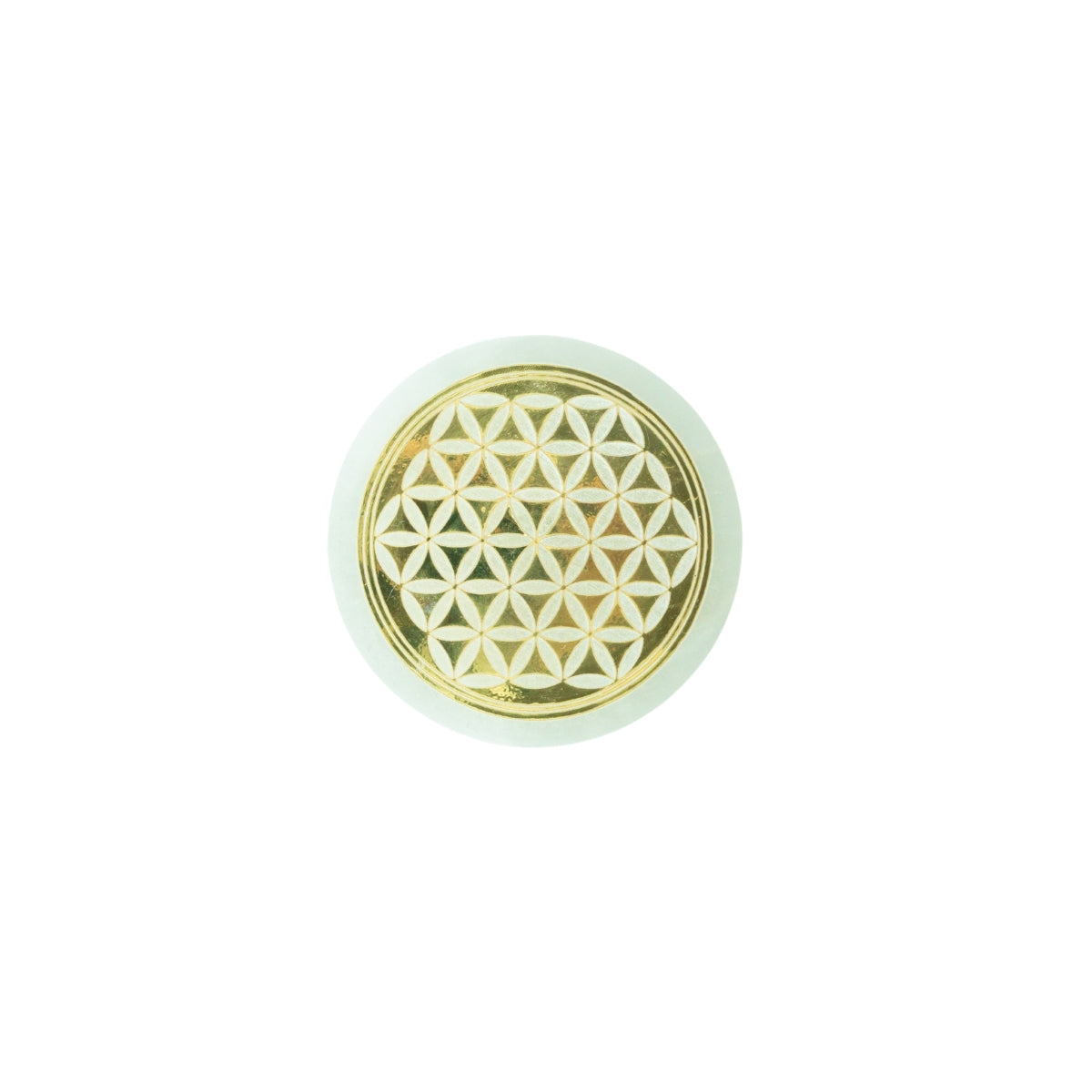 Selenita Chapa Energizadora Mandala Flor da Vida Dourada