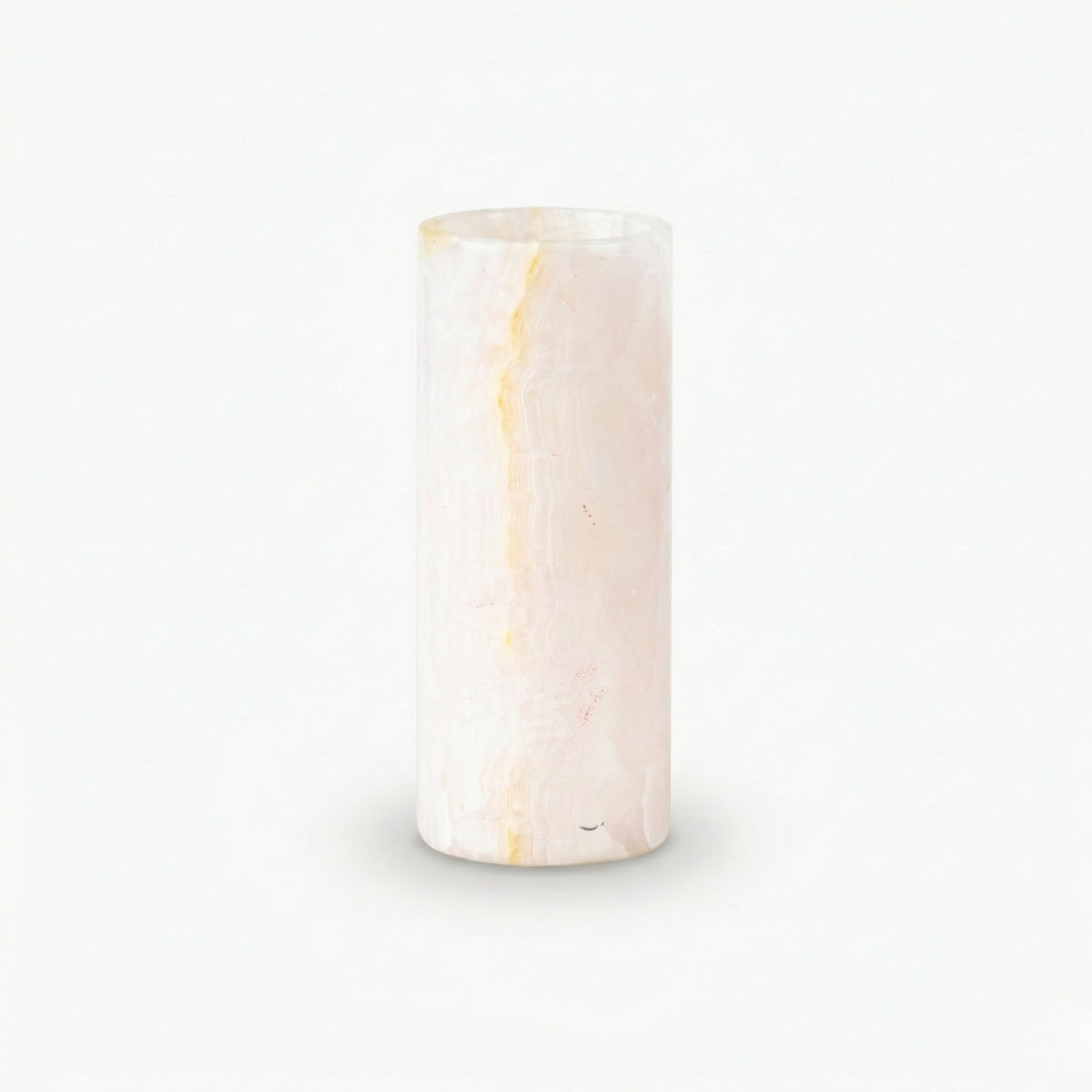 Vaso Cilíndrico Pedra Calcita Rosa