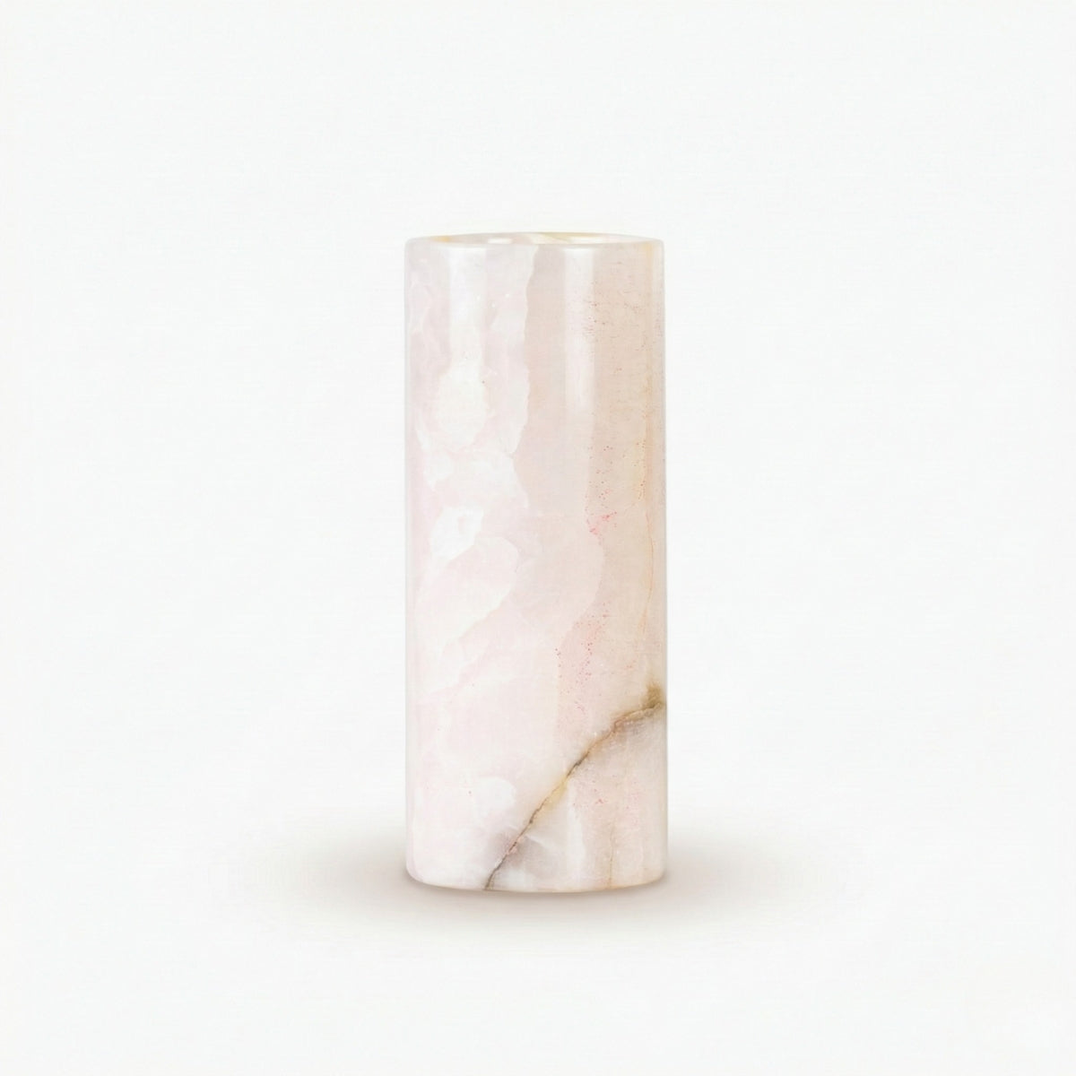 Vaso Cilíndrico Pedra Calcita Rosa
