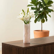 Vaso Cilíndrico Pedra Calcita Rosa