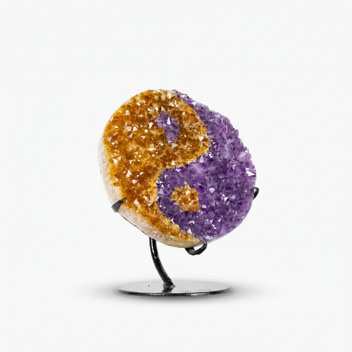 Yin Yang Drusa de Ametista e Citrino na Base Metal Preto 4,750 kg