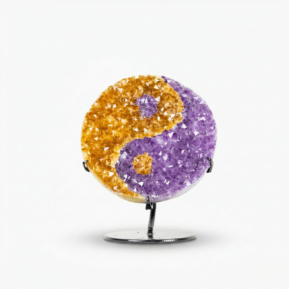 Yin Yang Drusa de Ametista e Citrino na Base Metal Preto 4,750 kg