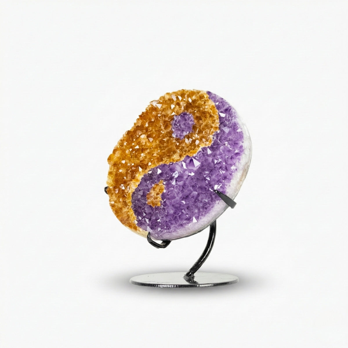 Yin Yang Drusa de Ametista e Citrino na Base Metal Preto 4,750 kg