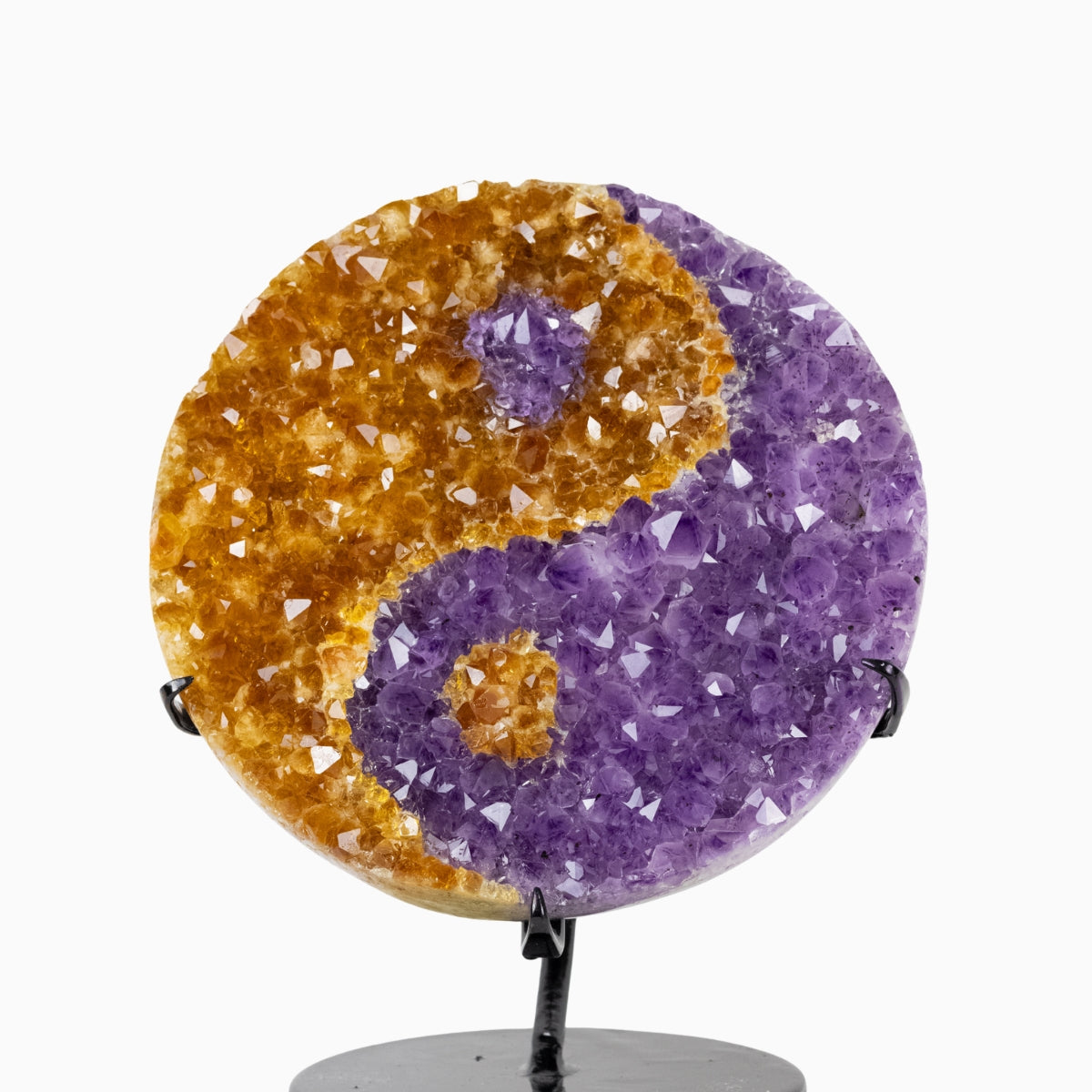 Yin Yang Drusa de Ametista e Citrino na Base Metal Preto 4,750 kg