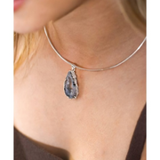 Choker Geodo Ágata Natural Banho Prata