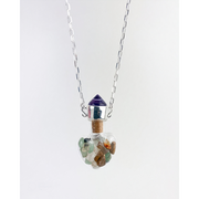 Colar Garrafinha Do Chakras Com Ponteira Ametista Banho Prata