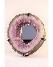 Espelho Drusa Ametista Argola Base Metal