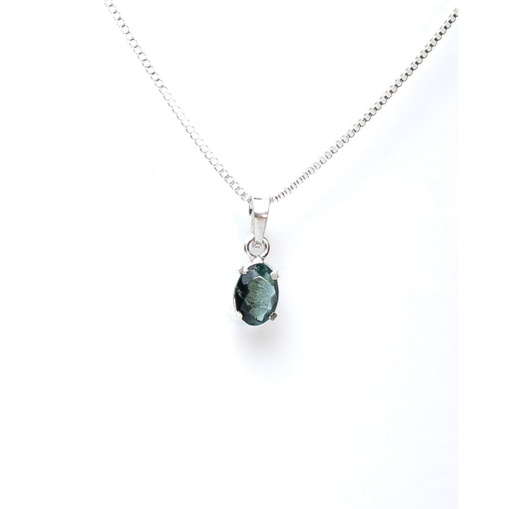 Pingente Turmalina Azul Natural Lapidado Prata 950