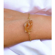 Pulseira de Citrino Bruto com banho em ouro 24k
