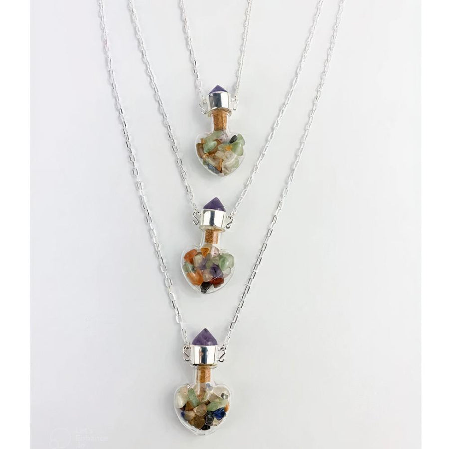 Colar Garrafinha Do Chakras Com Ponteira Ametista Banho Prata