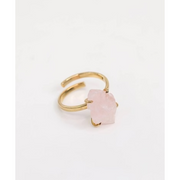 Anel Quartzo Rosa Ajustavel Banho Ouro