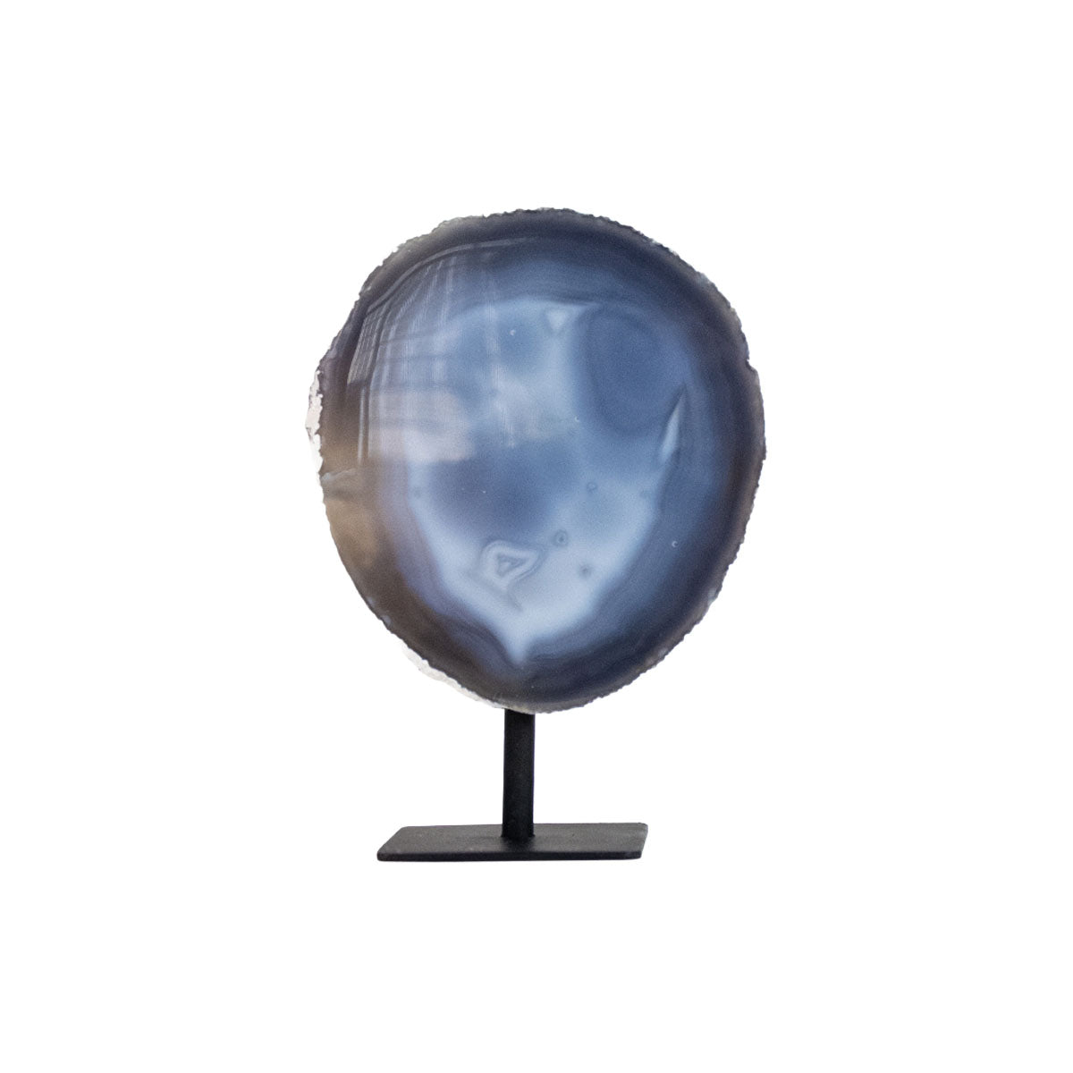 Chapa de Ágata Azul Natural Polida na Base Metal Preto 1,210 kg