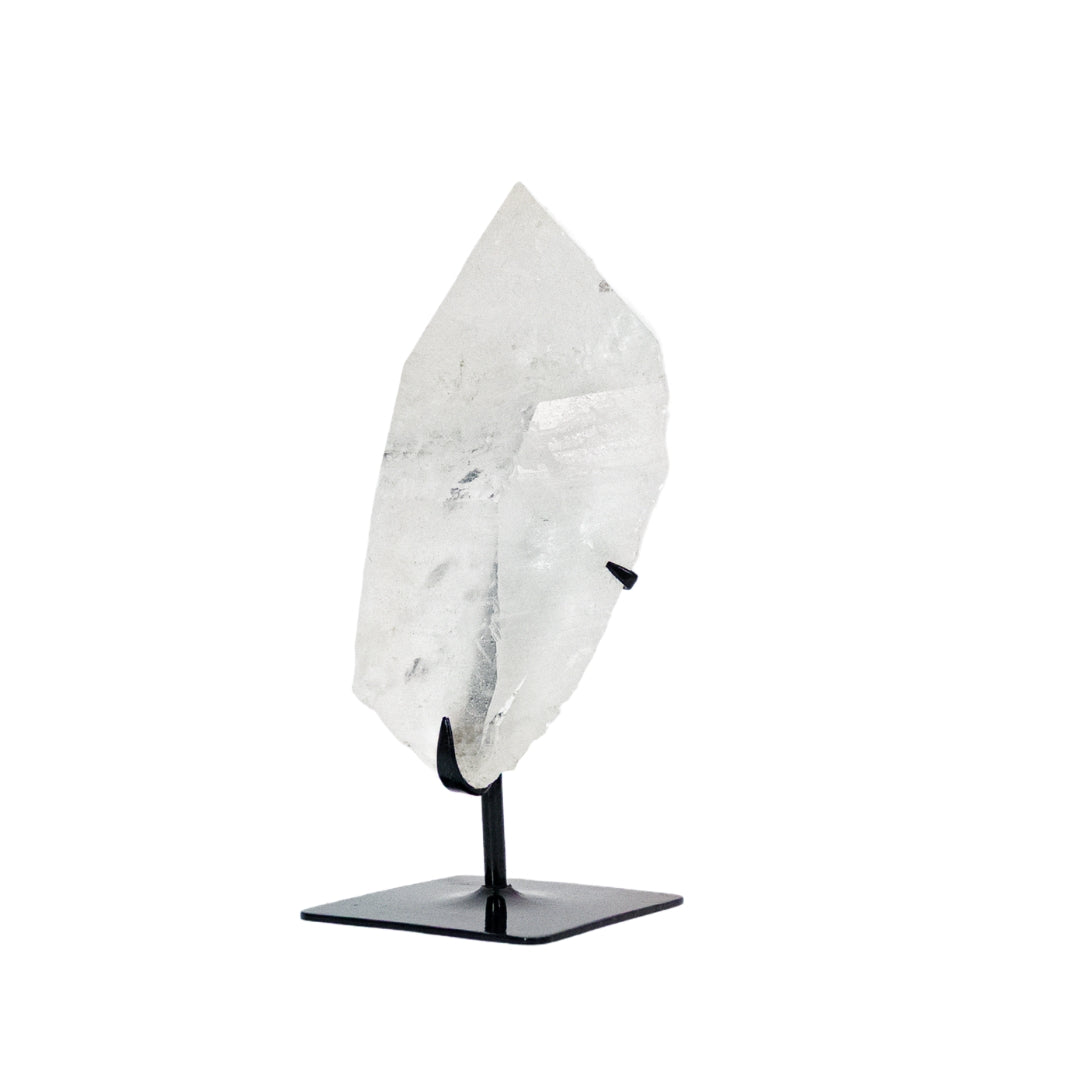 Ponta de Cristal de Quartzo Lemuriano em Alta Pureza Na Base Metal Preto 2,00 kg
