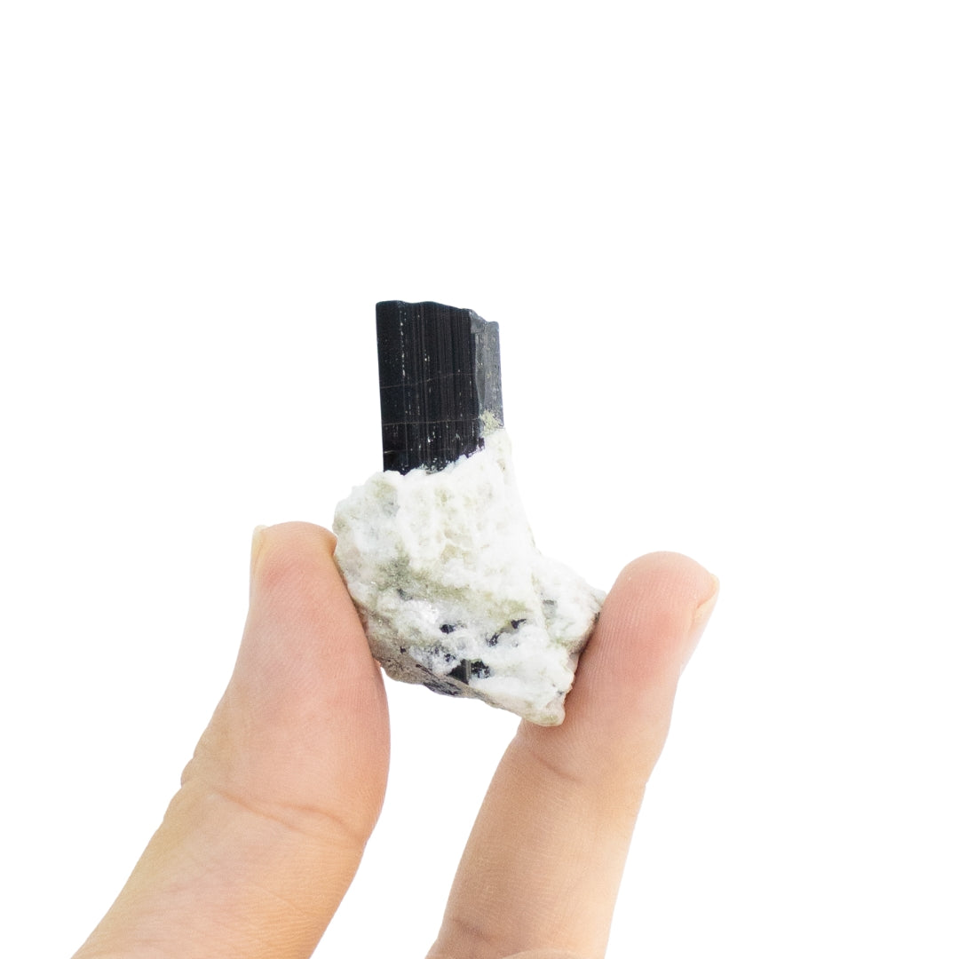 Pedra Turmalina Negra Bruta na Matriz Feldspato Extra 17 gramas