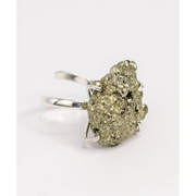 Anel Pirita com Garra Ajustável Banho Prata