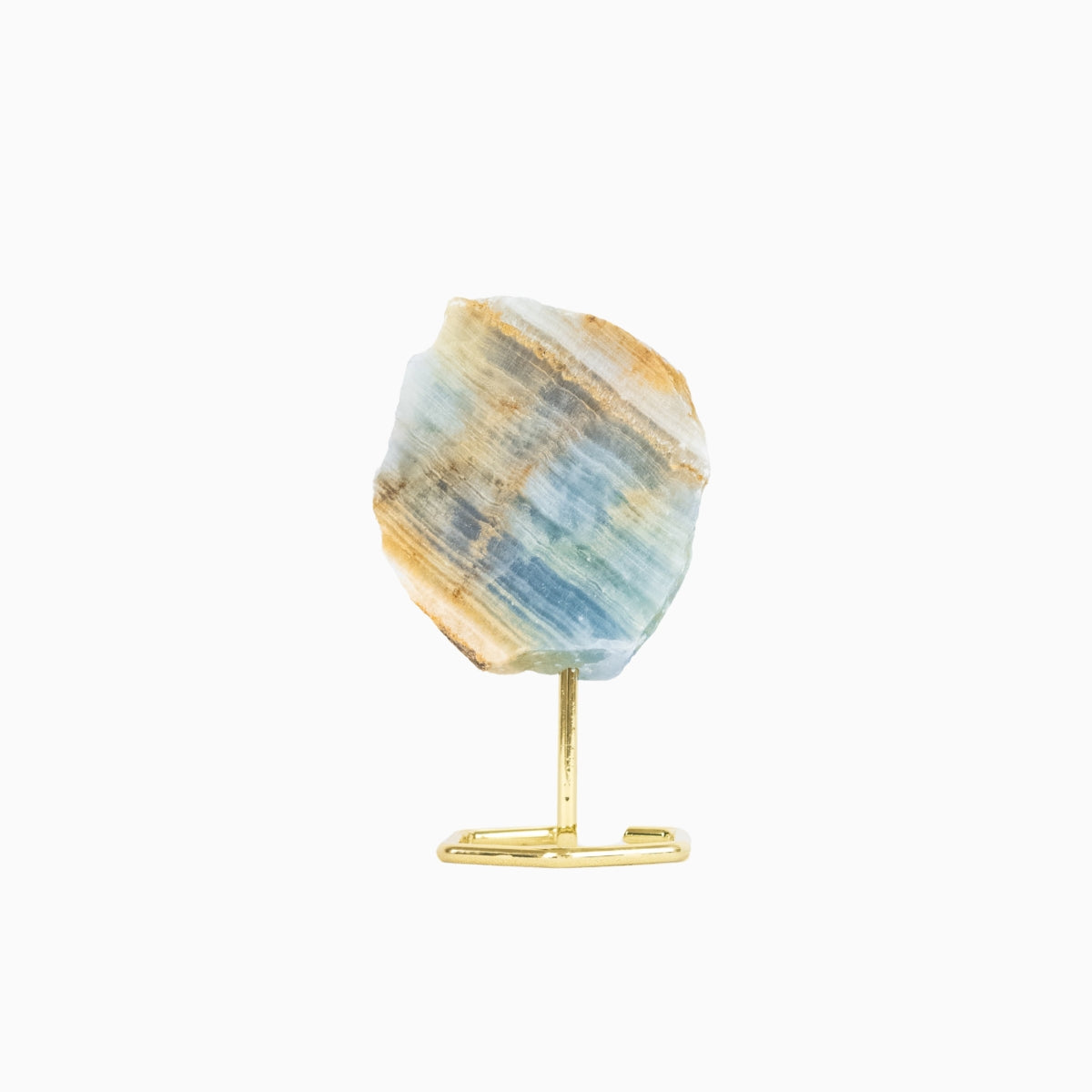 Ônix Azul Cielo Semi Polido na Base Metal Banho Ouro Dourado 440 a 600 gramas